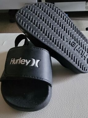 Hurley Black Slide Sandals - Logo Strap